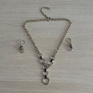 Unique Gold, Silver and Black Necklace Set VGUC